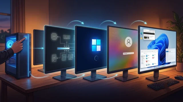 パソコンの電源をオンにしてからWindowsが起動するまで